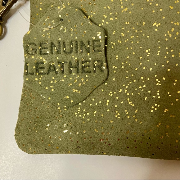 Olive Green & Gold Microsuede Leather Wristlet Convertible Inside Pocket BNWT - Picture 4 of 16